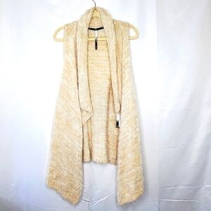 NEW Kensie Eyelash Fluffy Sweater Vest XL Soft Sleeveless Neutral Knit Cardigan